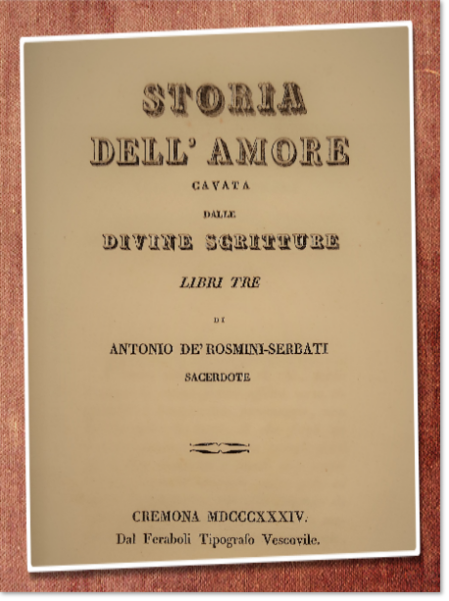 Rosmini A., Storia dell'Amore, frontespizio (1834).